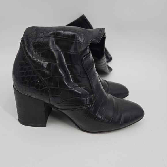 Franco Sarto 8 Talfer Boot Black Croc Tall High Knee Height Block Heel - Picture 5 of 11